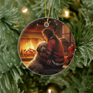 Pet Memorial Ornament,  Papillon Dog Mom Gift Ceramic Ornament