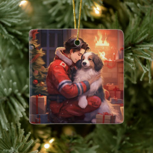 Pet Memorial Ornament, Papillon Dog Mom Gift Ceramic Ornament