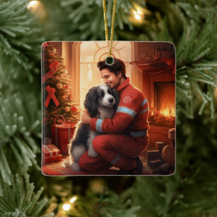 Pet Memorial Ornament,  Papillon Dog Mom Gift Ceramic Ornament