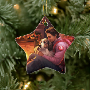 Pet Memorial Ornament, Papillon Dog Mom Gift Ceramic Ornament