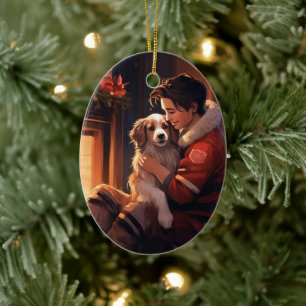 Pet Memorial Ornament,  Papillon Dog Mom Gift Ceramic Ornament