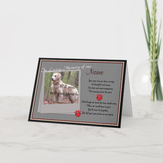 Pet Memorial Paw Prints  Announcement - Dog Cat (Front)