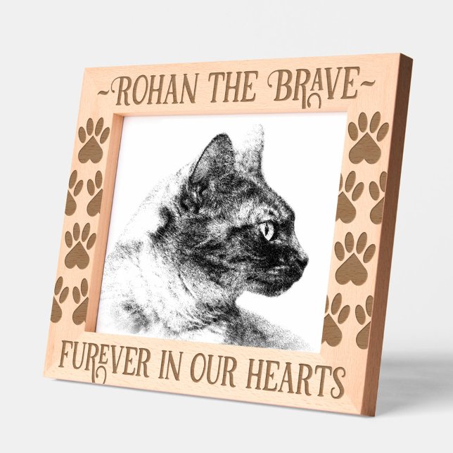 Pet Memorial Paw Prints Furever in Our Hearts Etched Frames (Pet Memorial Paw Prints Furever in Our Hearts 10x8 Laser-Etched Picture Frame Cover Photo 1)