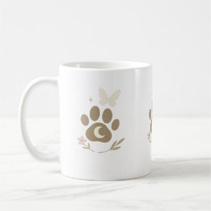 Pet Memorial Paw with Moon & Butterfly – Sympathy Coffee Mug