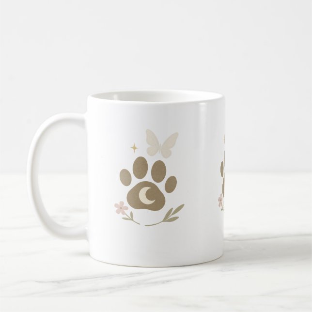 Pet Memorial Paw with Moon & Butterfly – Sympathy Coffee Mug (Left)