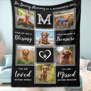 Pet Memorial Personalized 6 Picture Collage Dog Fleece Blanket