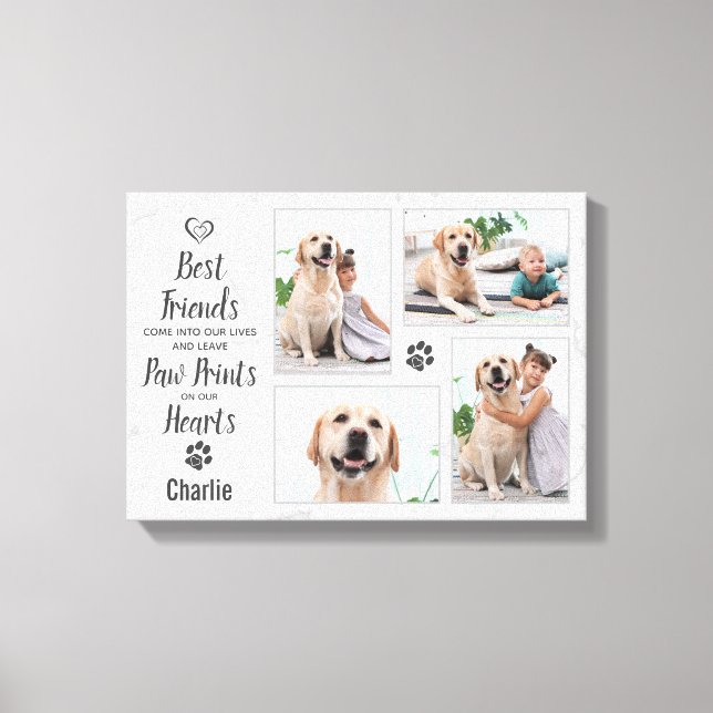 Pet Memorial Personalized Dog Photo Collage Canvas Print (Front)