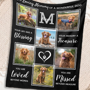 Pet Memorial Personalized Dog Photo Collage Fleece Blanket