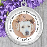 Pet Memorial Personalized Dog Photo Silver Plated Necklace<br><div class="desc">Honour your best friend with a custom photo pet memorial necklace . This unique memorial keepsake is the perfect gift for yourself, family or friends to pay tribute to your loved one. This unique dog memorial necklace features a simple black and white design with decorative script. Quote "If Love could...</div>