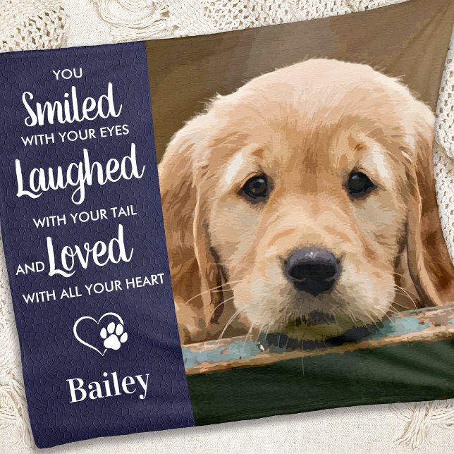 Pet Memorial Personalized Modern Dog Photo Fleece Blanket (Creator Uploaded)