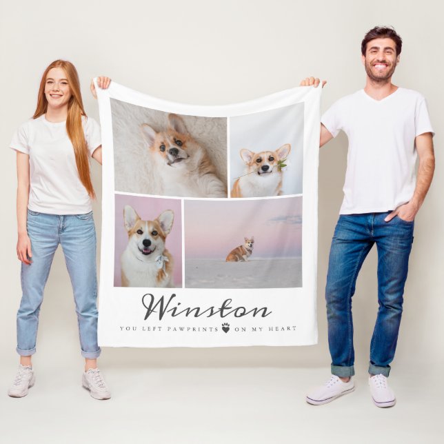 Pet Memorial Personalized Photo Collage Fleece Blanket (In Situ)