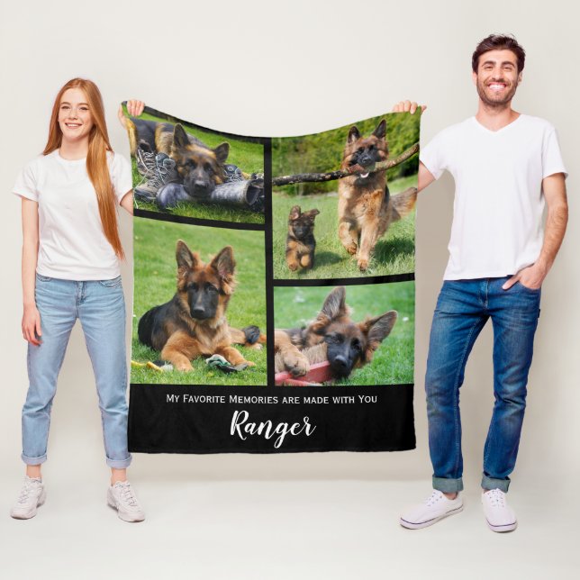 Pet Memorial Personalized Photo Collage Fleece Blanket (In Situ)
