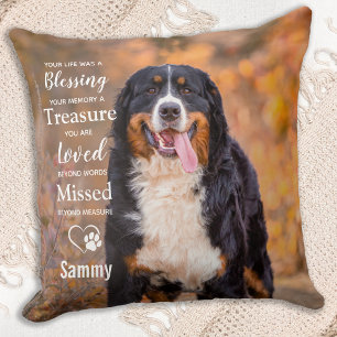 Pet Memorial Personalized Sympathy Gift Dog Photo Throw Pillow