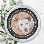 Pet Memorial Pet Loss Gift Personalized Dog Photo Silver Plated Necklace<br><div class="desc">Honour your best friend with a custom photo pet memorial necklace. This unique pet memorial necklace is the perfect gift for yourself, family or friends to pay tribute to your loved one. This dog memorial necklace features a simple black and white design with decorative script. Quote "You were my favourite...</div>