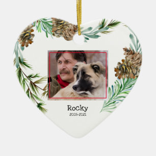 Pet Memorial Photo Christmas Heart Ceramic Ornamen Ornament