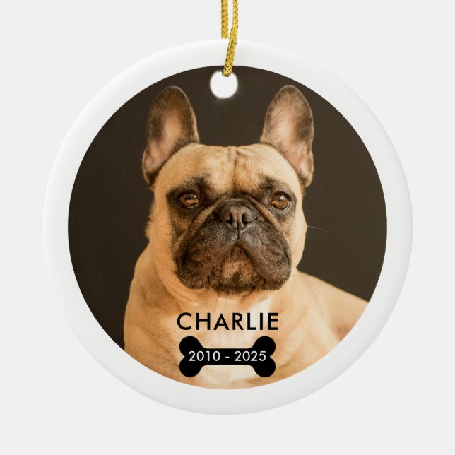Pet Memorial Photo Christmas Ornament with QR Code (Front)