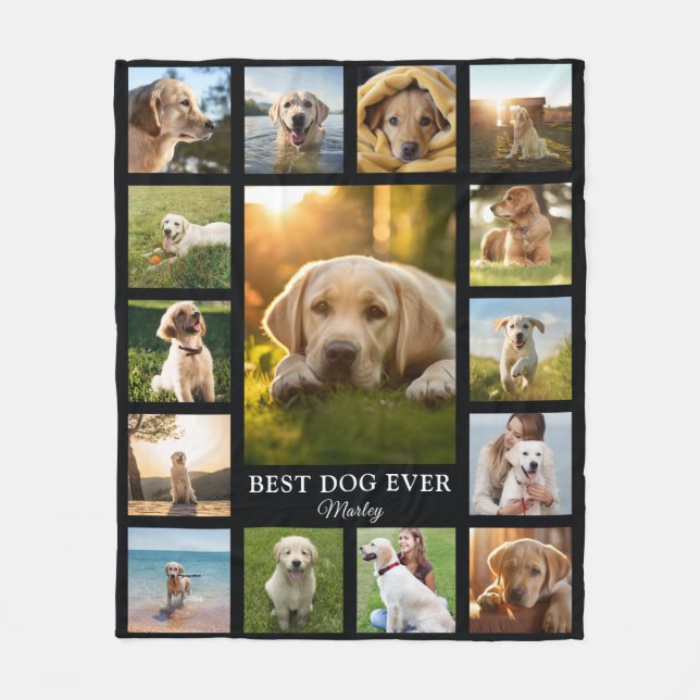 Pet Memorial Photo Collage Fleece Blanket (Front)