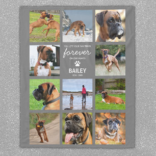 Pet Memorial Photo Collage Grey Fleece Blanket