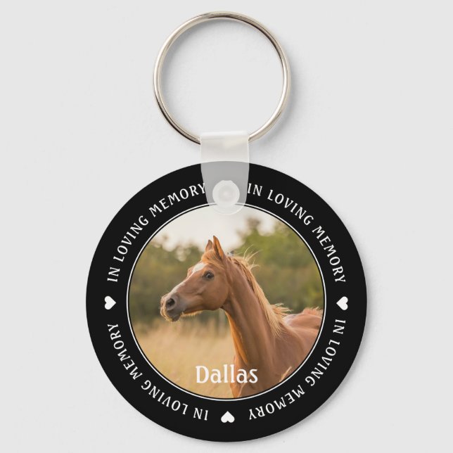 Pet Memorial Photo Horse Keychain (Front)