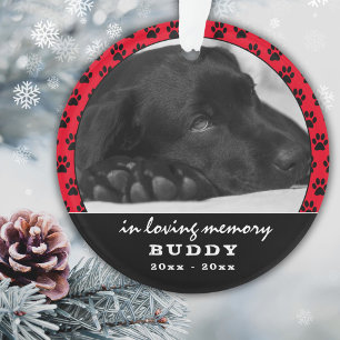 Pet Memorial Photo Paw Print Pattern Name Ornament