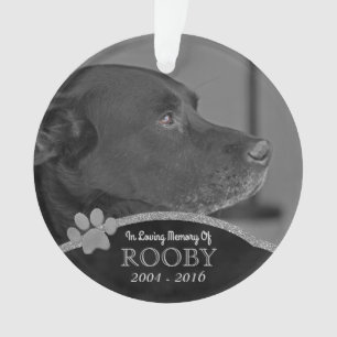 Pet Memorial Photo Paw Print Personalized Name Ornament