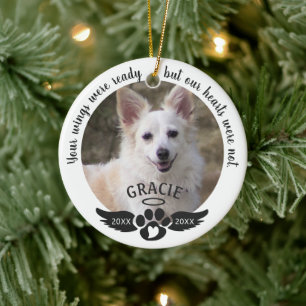 Pet Memorial Photo Pawprint Heart Custom Colours Ceramic Ornament