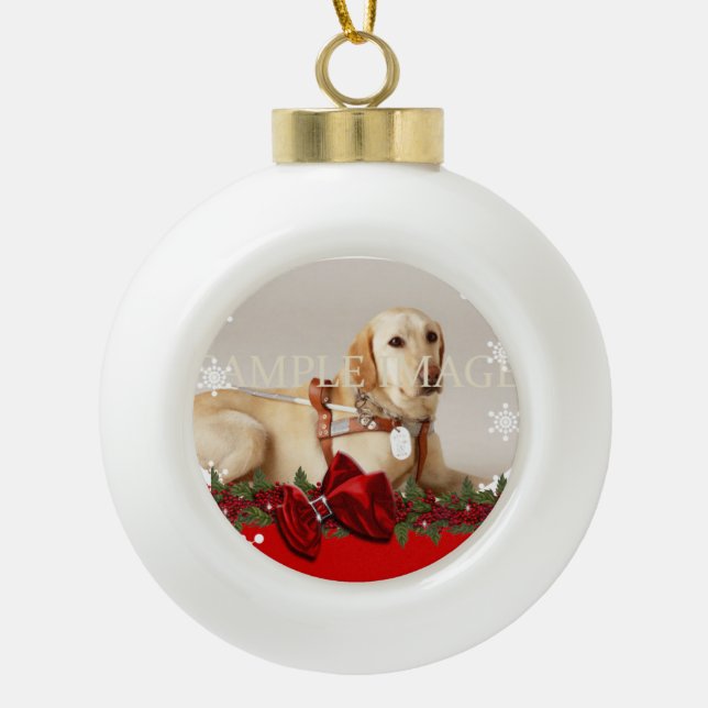 Pet memorial photo PERSONALIZE Ceramic Ball Christmas Ornament (Front)