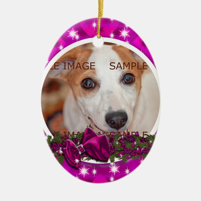 Pet memorial photo PERSONALIZE Ceramic Ornament (Front)