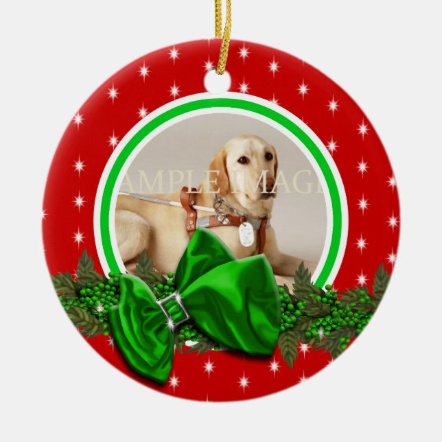 Pet memorial photo PERSONALIZE Ceramic Ornament (Front)