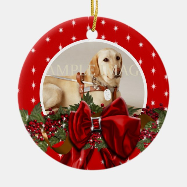 Pet memorial photo PERSONALIZE Ceramic Ornament (Front)