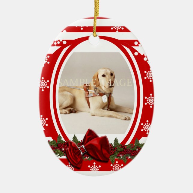 Pet memorial photo PERSONALIZE Ceramic Ornament (Front)