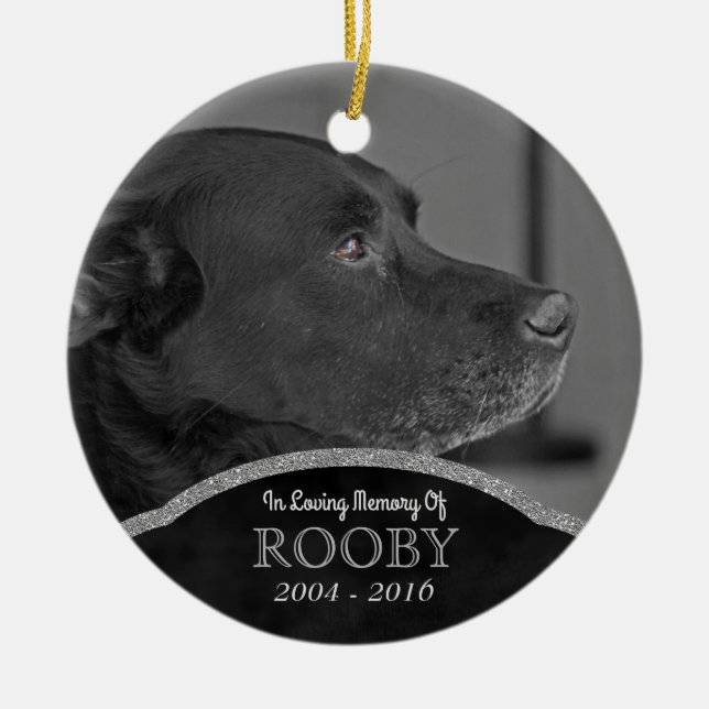 Pet Memorial Photo Personalized Dog Condolence Ceramic Ornament (Front)
