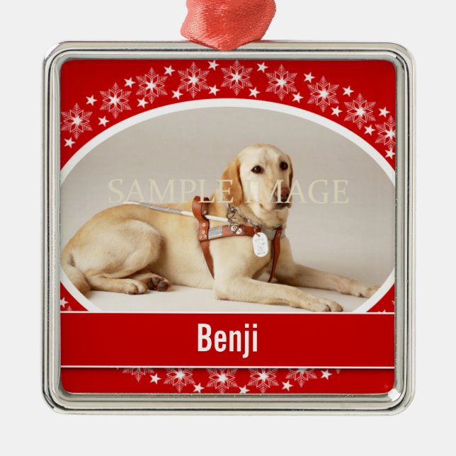 Pet memorial photo verse PERSONALIZE Metal Ornament (Front)