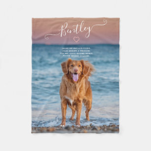 Pet Memorial Quote Photo Keepsake Typography Heart Fleece Blanket