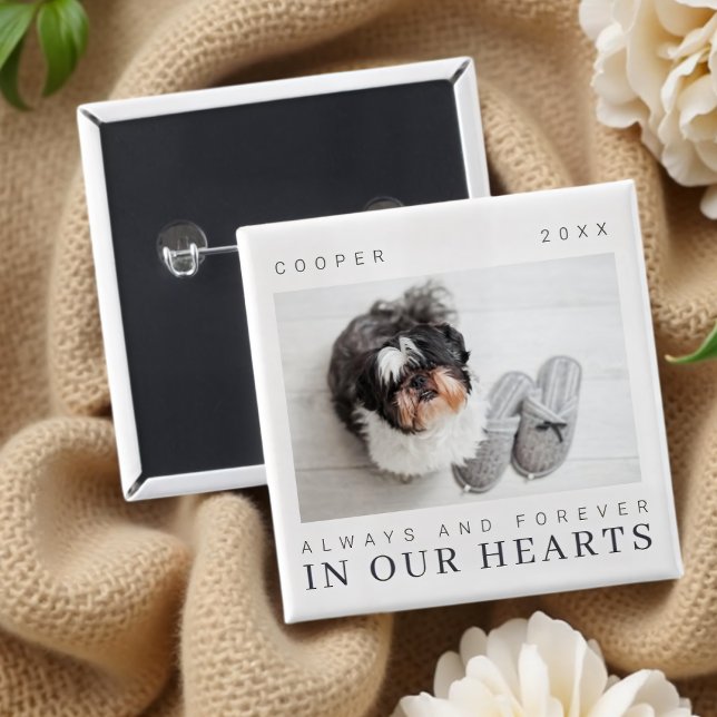 Pet Memorial Quote Simple Modern Chic Photo 2 Inch Square Button (Creator Uploaded)