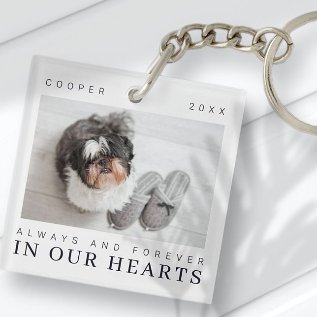 Pet Memorial Quote Simple Modern Chic Photo Keychain (Creator Uploaded)