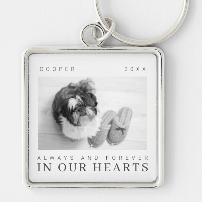 Pet Memorial Quote Simple Modern Chic Photo Keychain (Front)