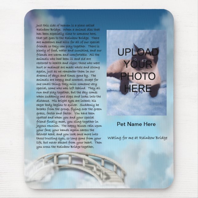 Pet Memorial Rainbow Bridge Mousepad - Personalize (Front)