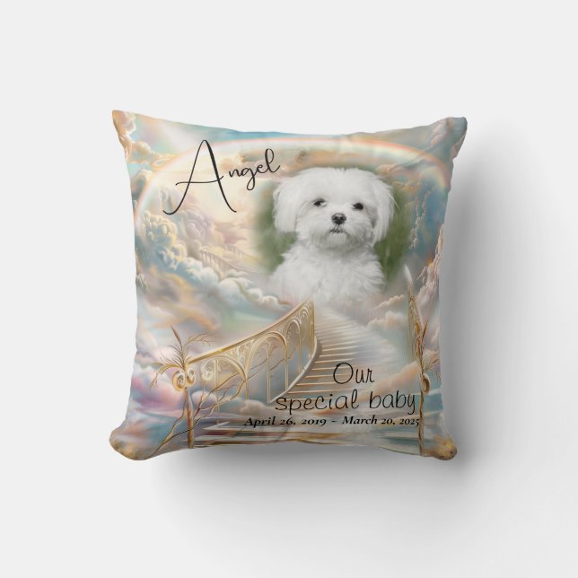 Pet Memorial Rainbows Bridge Golden Stairs Heaven Throw Pillow (Front)