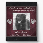 Pet Memorial Red Black Marble Effect Silver Paws