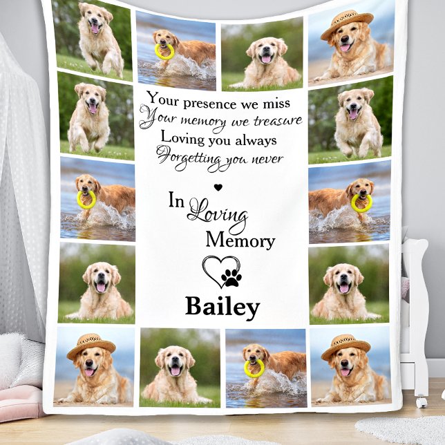 Pet Memorial Remembrance Dog Loss Photo Collage  Fleece Blanket (Creator Uploaded)