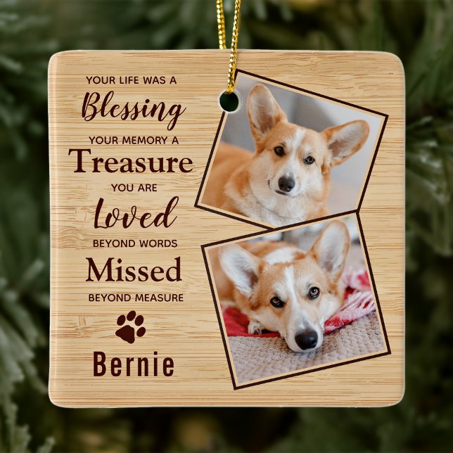 Pet Memorial Remembrance Photo Ceramic Ornament (Creator Uploaded)
