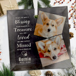 Pet Memorial Remembrance Poem Modern Dog 2 Photo Glass Ornament<br><div class="desc">Our modern pet memorial ornament, is a beautiful way to remember your beloved dog. The ornament features the poem " Your life was a Blessing, your memory a Treasure, you are Loved beyond words, Missed beyond measure ". and has a modern, simple, and elegant design. It serves as a dog...</div>