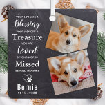 Pet Memorial Remembrance Poem Modern Dog 2 Photo  Metal Ornament<br><div class="desc">Our modern pet memorial ornament, is a beautiful way to remember your beloved dog. The ornament features the poem " Your life was a Blessing, your memory a Treasure, you are Loved beyond words, Missed beyond measure ". and has a modern, simple, and elegant design. It serves as a dog...</div>