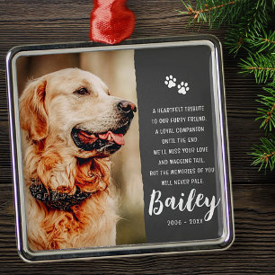 Pet Memorial Remembrance Poem Modern Simple Photo Metal Ornament