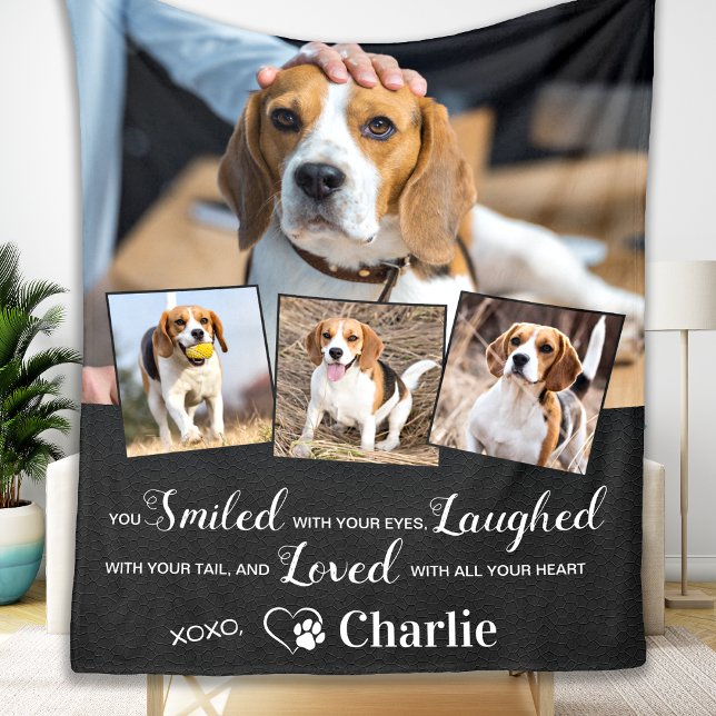 Pet Memorial Remembrance Poem Personalized 4 Photo Fleece Blanket (Creator Uploaded)