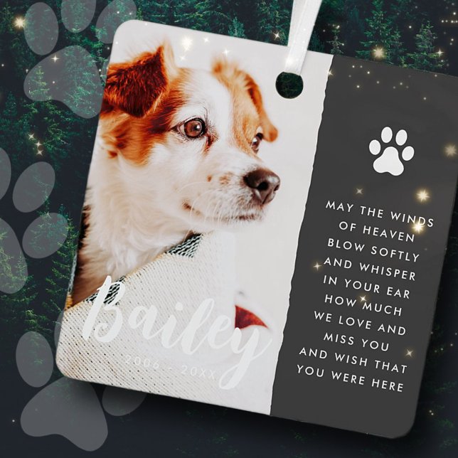 Pet Memorial Remembrance Quote Modern Simple Photo Metal Ornament (Creator Uploaded)