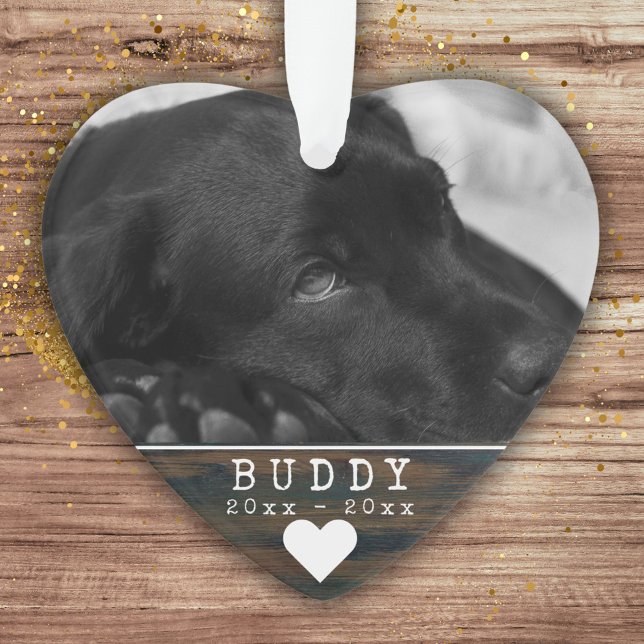 Pet Memorial Rustic Wood Heart Keepsaké Photo (Créateur téléchargé)