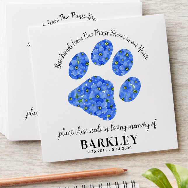Pet Memorial Seed Packet Paw Print Forget Me Knot Envelope (Creator Uploaded)