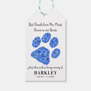 Pet Memorial Seed Packet Paw Print Forget Me Knot Gift Tags